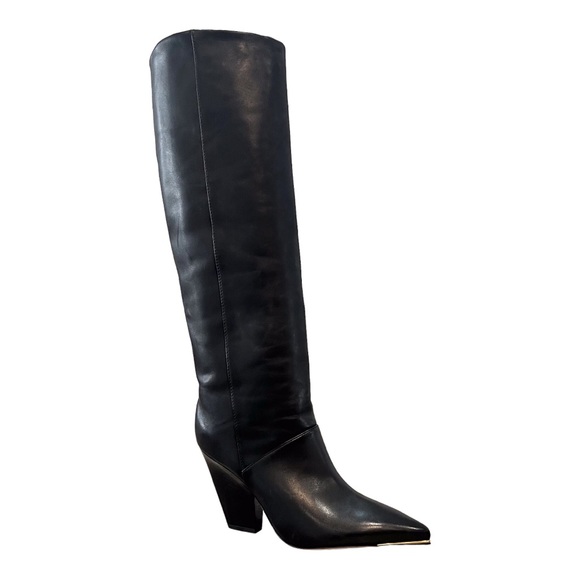 Tory Burch Lila Black Leather Knee High Boot - Picture 3 of 14